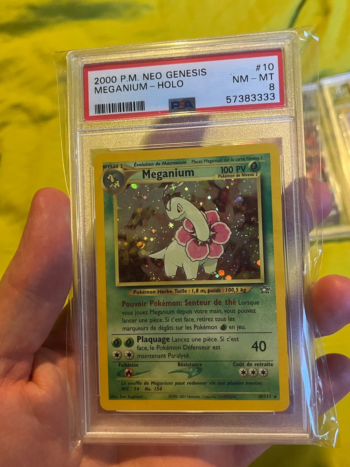 Meganium Neo Genesis Holo PSA 8 Pokémon Kaart Frans, Hobby en Vrije tijd, Verzamelkaartspellen | Pokémon, Ophalen of Verzenden