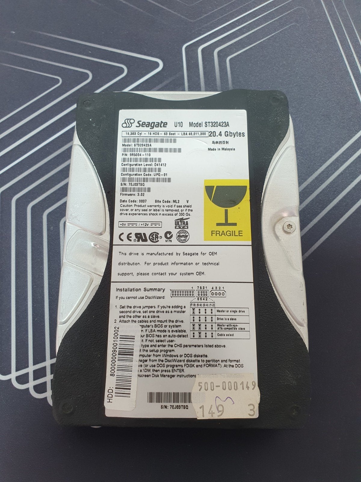 Seagate 20GB HDD harde schijf – 3.5" IDE (PATA), Intern, Gebruikt, 20 GB, .