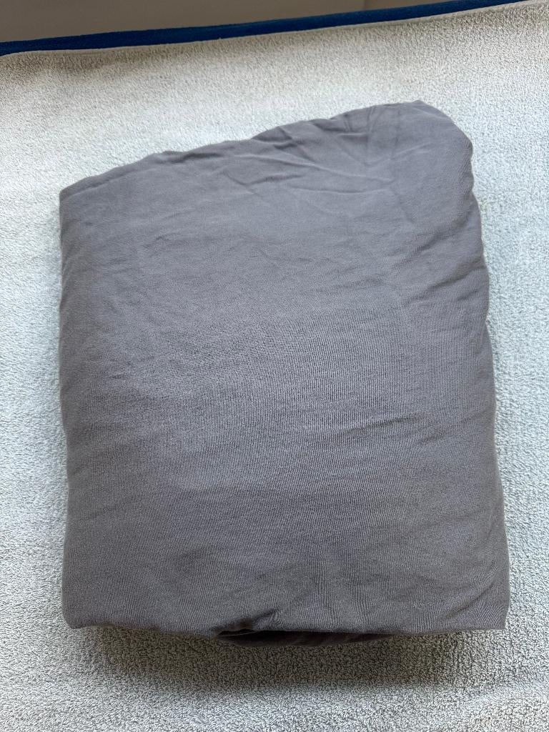 Kayori topper hoeslaken Edo katoensatijn - Antraciet 180x200, Hoeslaken of Sloop, Tweepersoons, Ophalen of Verzenden, Zo goed als nieuw