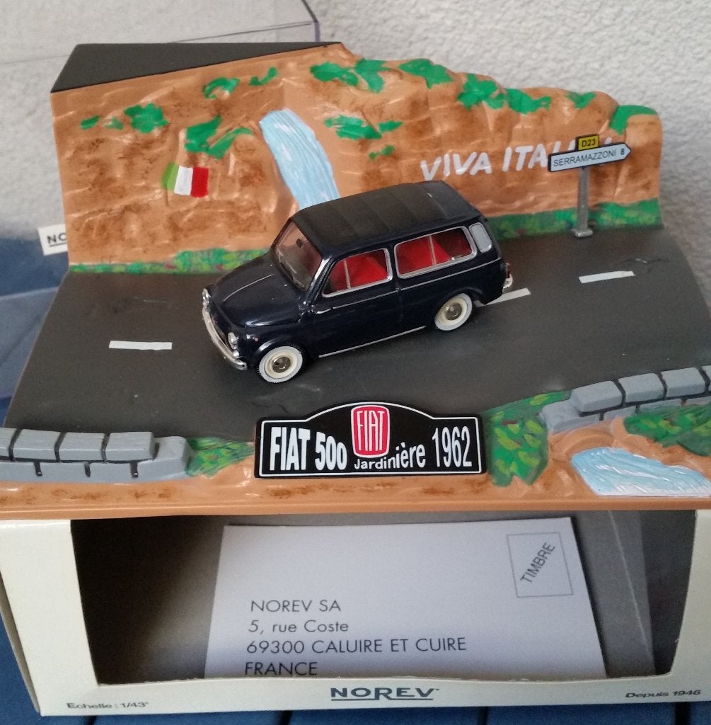 013 Fiat 500 Jardinière 1962 1:43 Norev diorama, Ophalen of Verzenden, Nieuw, Auto, Norev