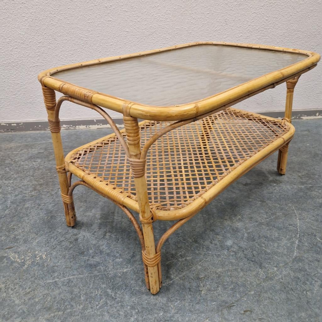 Vintage salontafel bijzettafel Rohé bamboe tafel, Ophalen of Verzenden, Huis en Inrichting