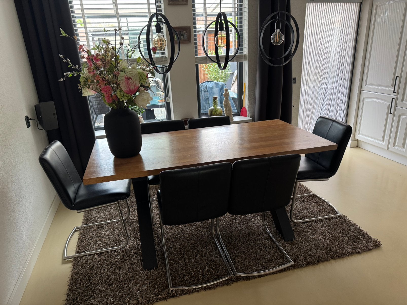 Complete woonkamer tafel met 6 stoelen tv kast dressoir, Ophalen of Verzenden, Gebruikt