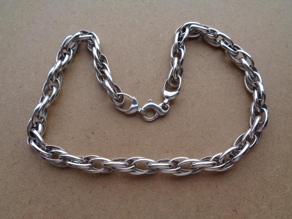 zilveren dubbel geschakelde ketting [382], Verzenden, Zo goed als nieuw, Zilver, Zilver