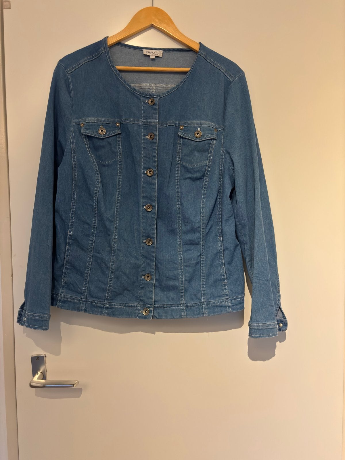 Erfo spijkerjasje maat 46, Ophalen of Verzenden, Zo goed als nieuw, Maat 46/48 (XL) of groter, Blauw