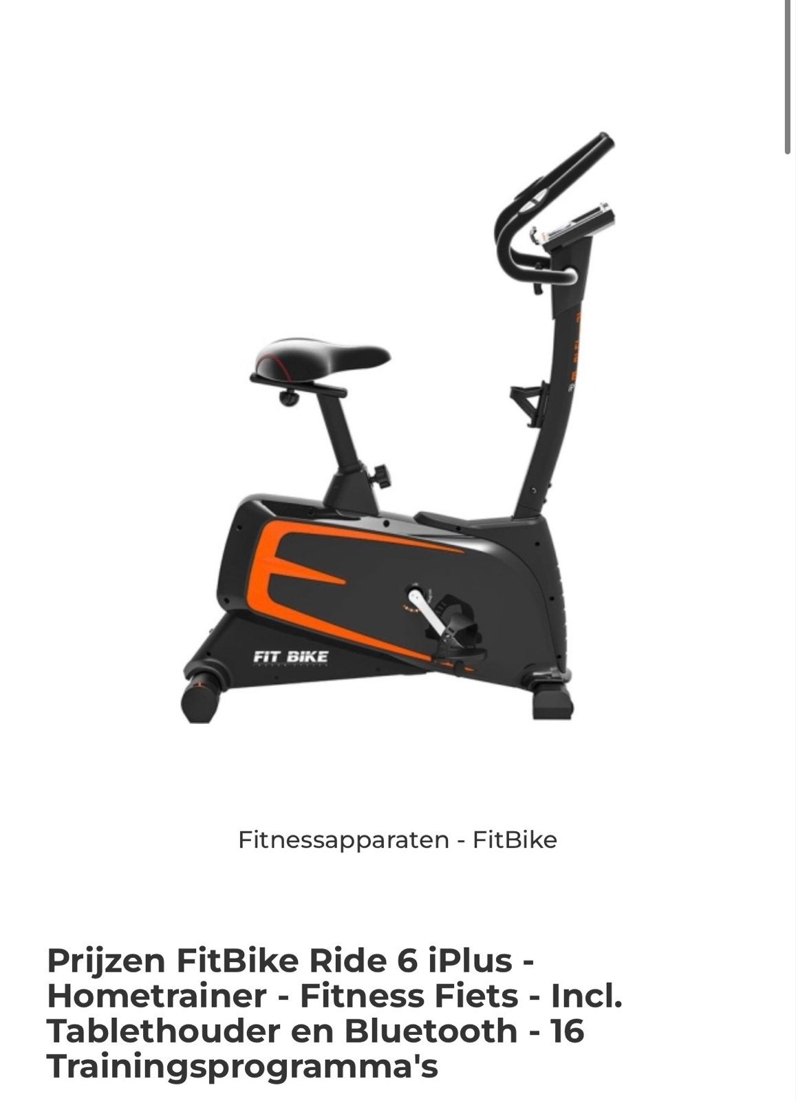 FitBike Ride 6 iPlus Hometrainer, Ophalen, Zo goed als nieuw, Metaal, Benen