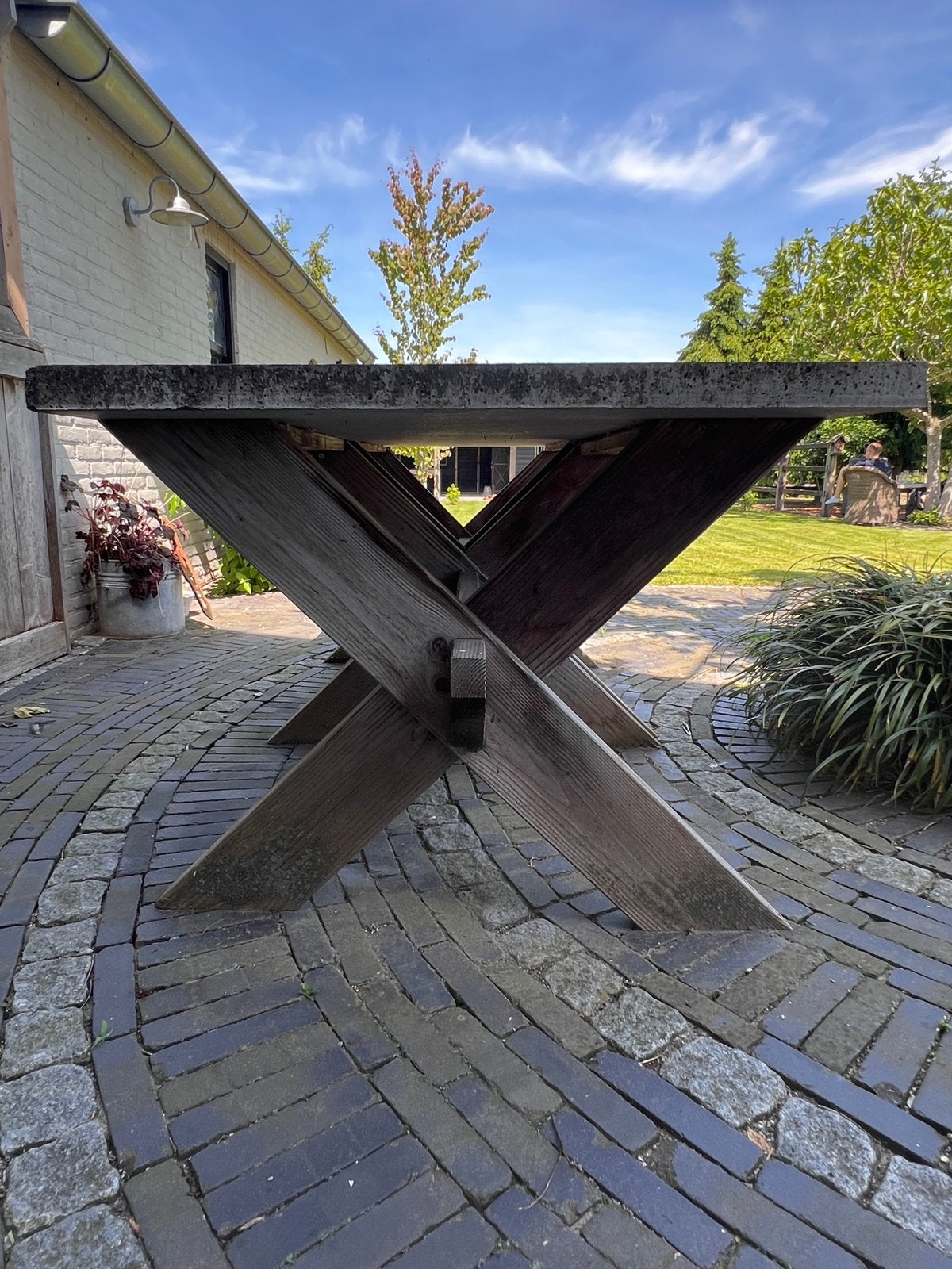 Tuintafel 2x1 meter, Tuin en Terras, Tuintafels, Ophalen of Verzenden, Zo goed als nieuw, Rechthoekig, Hout