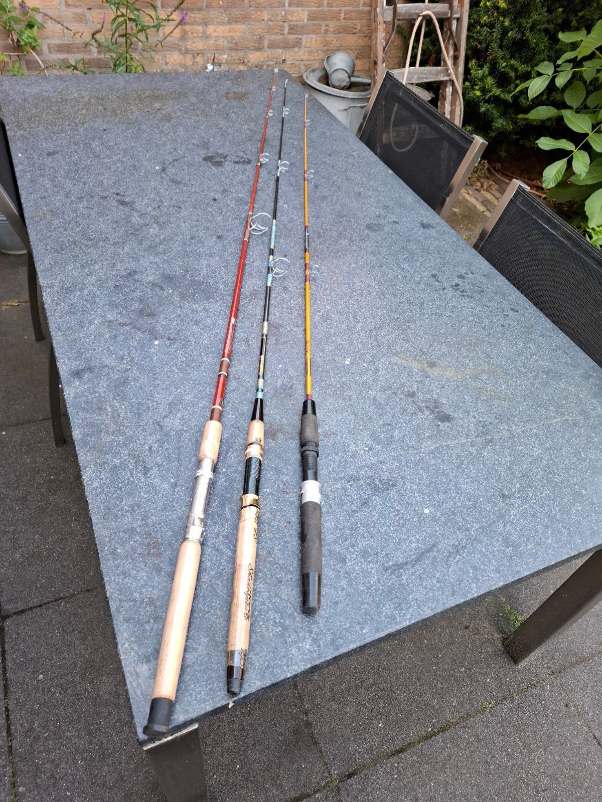 3 retro hengels: Shakespeare Noris, Shimano en Shakespeare, Ophalen, Werphengel