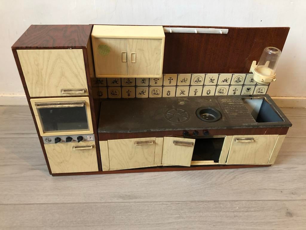 Antieke speelgoed blikken keuken - Vintage speelgoed, Antiek en Kunst, Antiek | Speelgoed, Ophalen of Verzenden