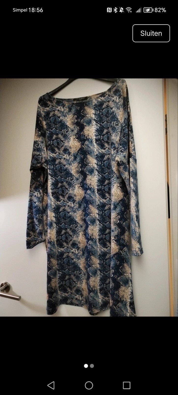 Ilse Jacobsen jurk XL met uniek blauw/beige patroon, Blauw, Maat 46/48 (XL) of groter, Ophalen of Verzenden, Ilse Jacobsen