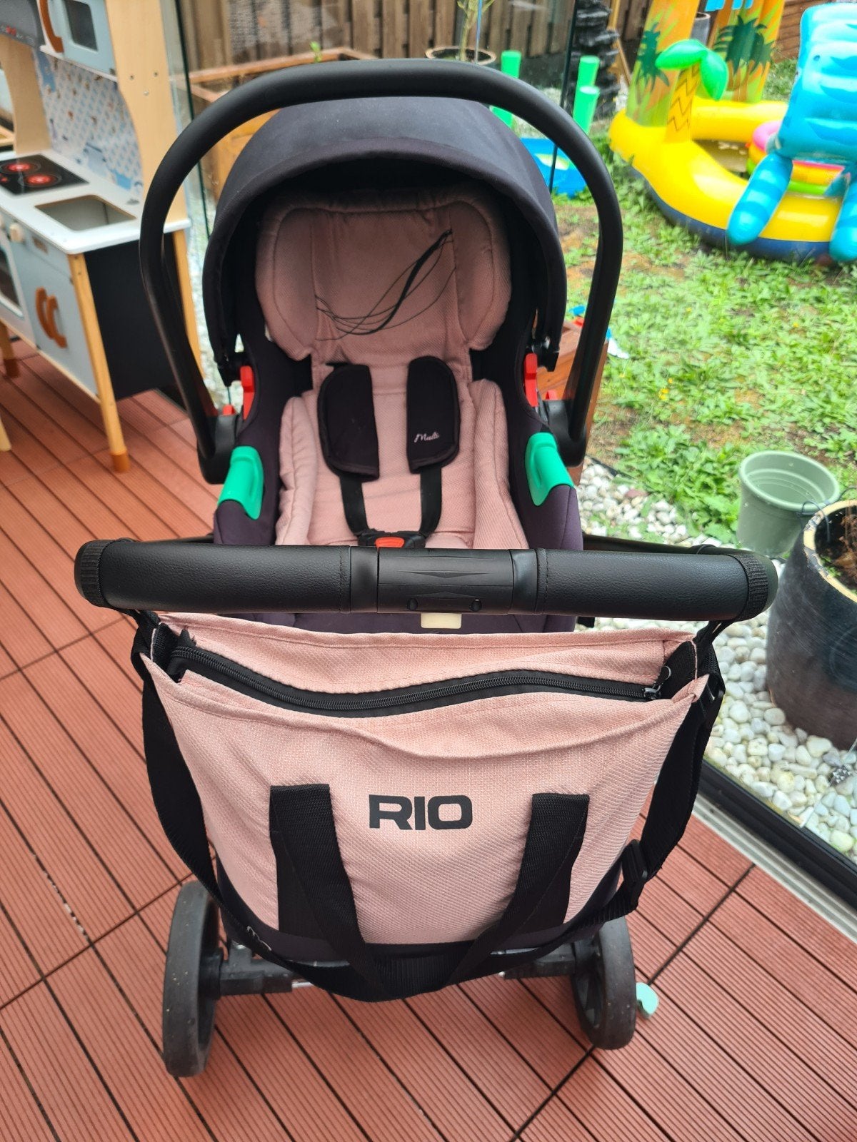 Moni Rio Pink 3-in-1 Combi Kinderwagen Incl. i-Size Autostoe, Ophalen, Zo goed als nieuw, Overige merken