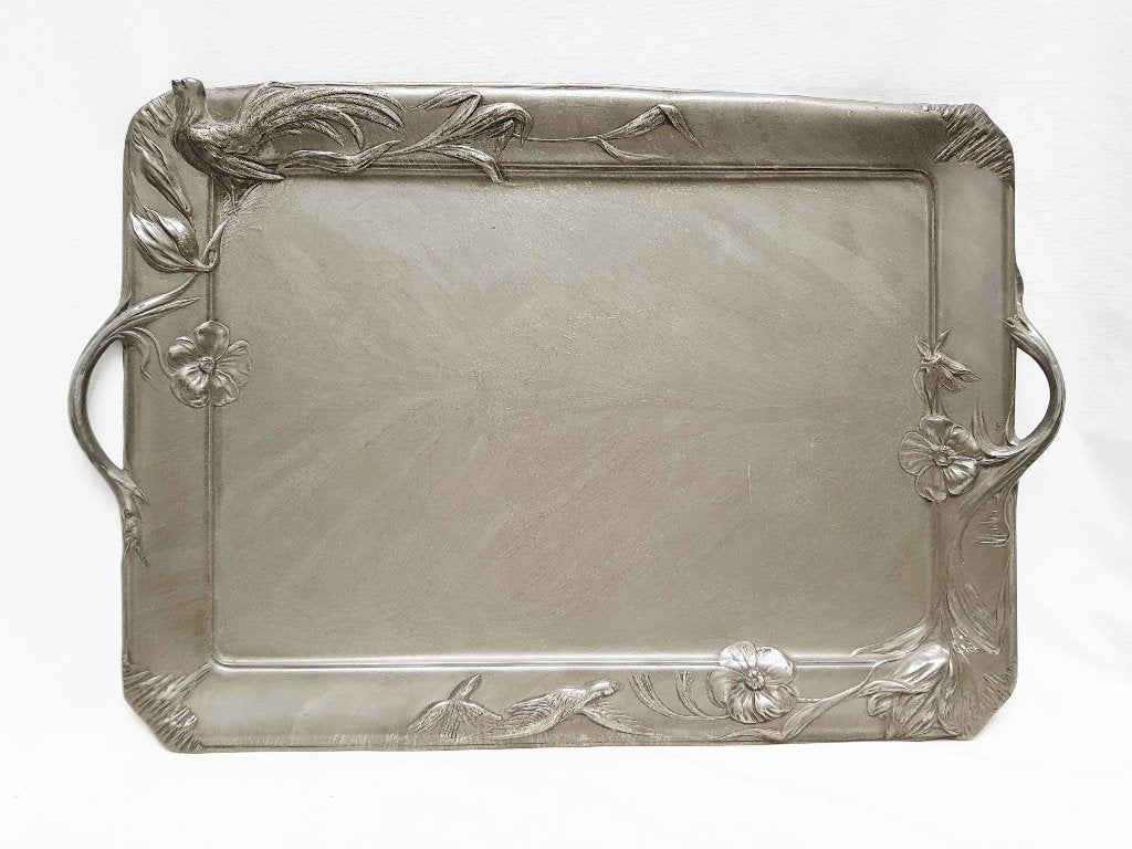 Art Nouveau Dienblad - Decor van fazant - L. 56 cm., Ophalen of Verzenden