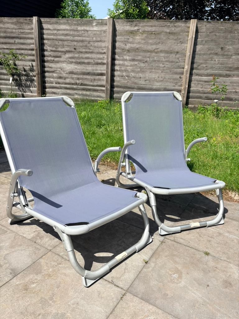 2 strandstoeltjes Basecamp, Caravans en Kamperen, Kampeeraccessoires, Ophalen, Zo goed als nieuw