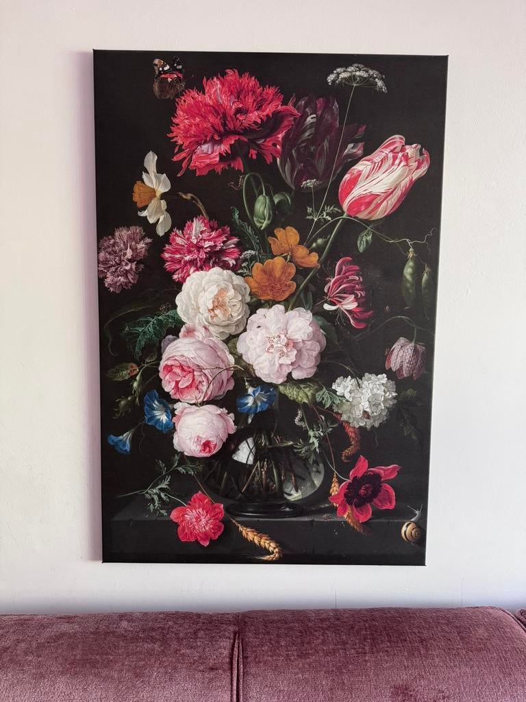 Bloemen canvas stilleven, Antiek en Kunst, Ophalen