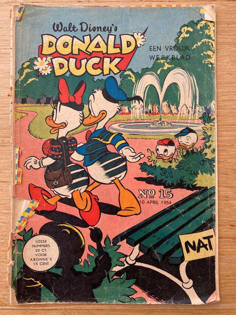 Donald Duck weekblad - Nummer 15 - 10 april 1954, Eén stripboek, Ophalen of Verzenden, Gelezen