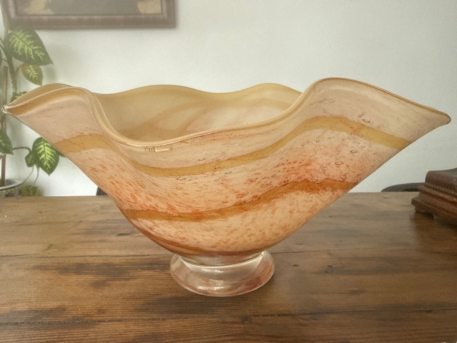 Grote Murano stijl glazen schaal - Oranje/Geel, Ophalen of Verzenden