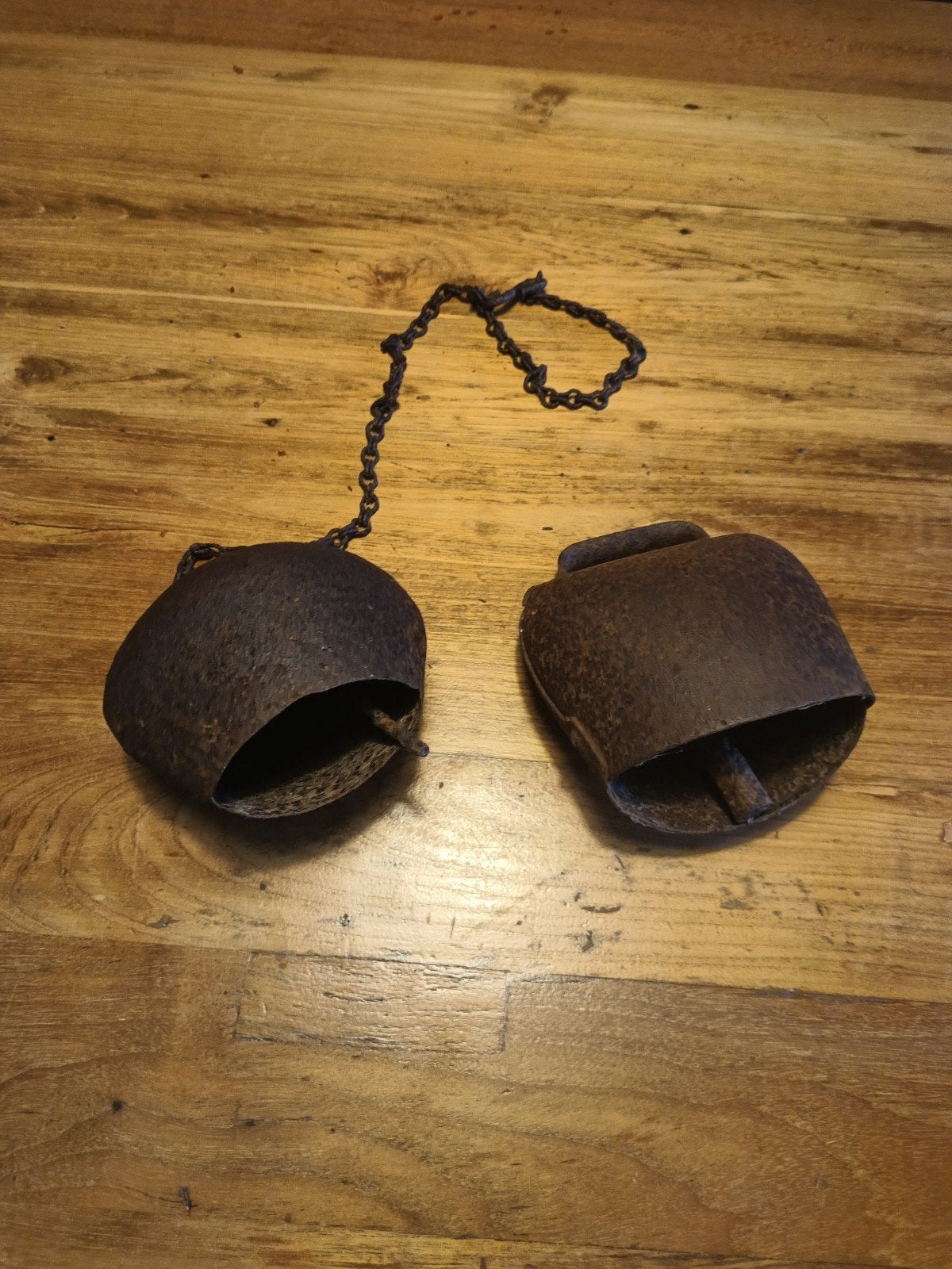 Twee gebruikte koeien bellen geoxideerd vintage, Ophalen of Verzenden, Gebruikt