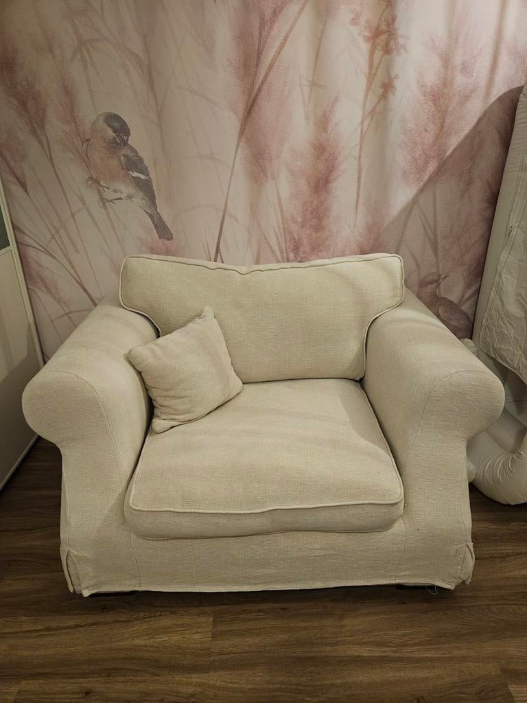 Comfortabele éénpersoons sofa - Crème stof, 75 tot 100 cm, Ophalen of Verzenden, Zo goed als nieuw, Minder dan 150 cm