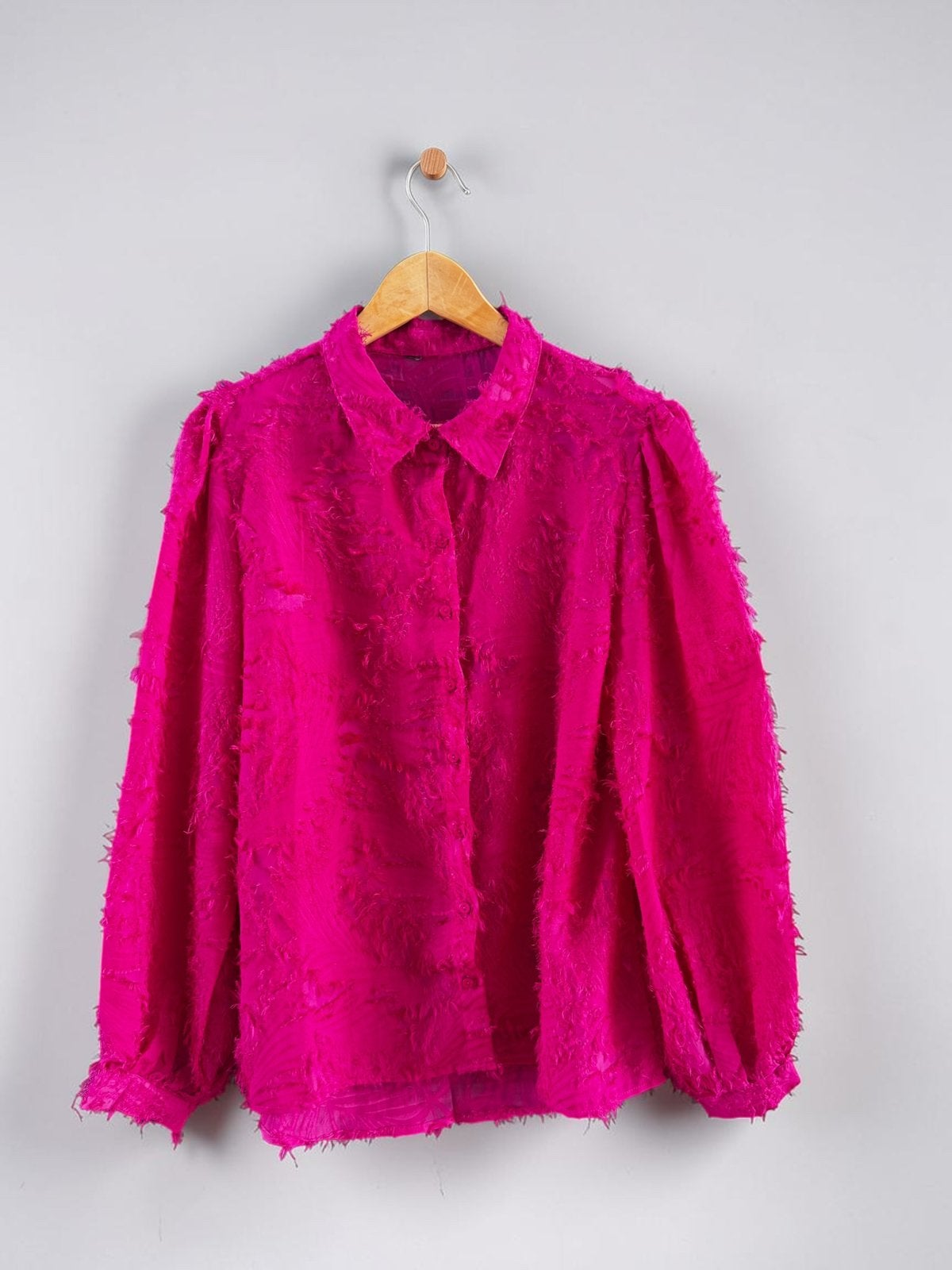 Shoeby fuchsia roze blouse top maat 40 L large pofmouwen, Ophalen of Verzenden, Zo goed als nieuw, Maat 38/40 (M), Roze