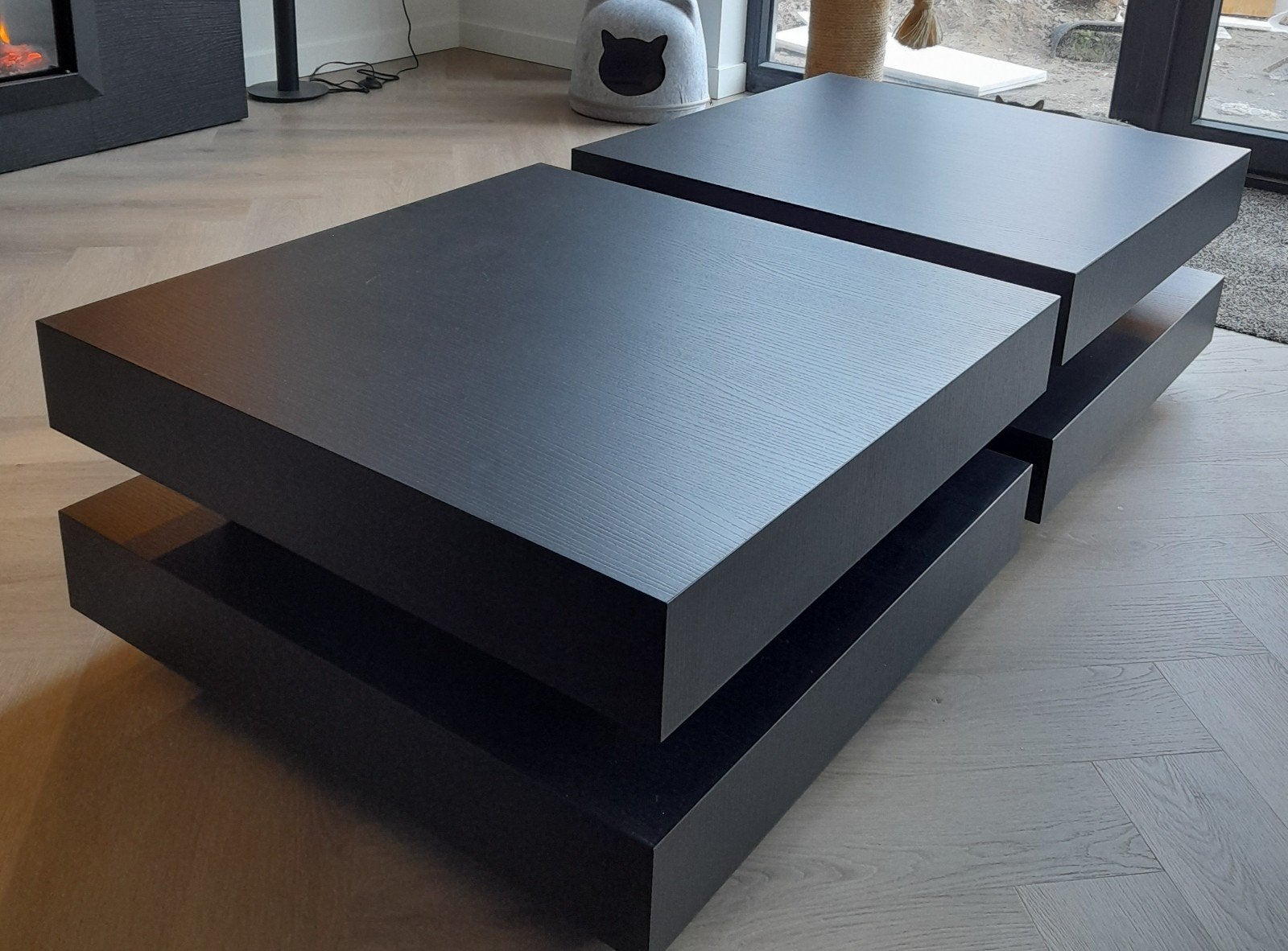 Twee zgn. hamburger salontafels, Ophalen, 50 tot 100 cm, Vierkant, 50 tot 100 cm