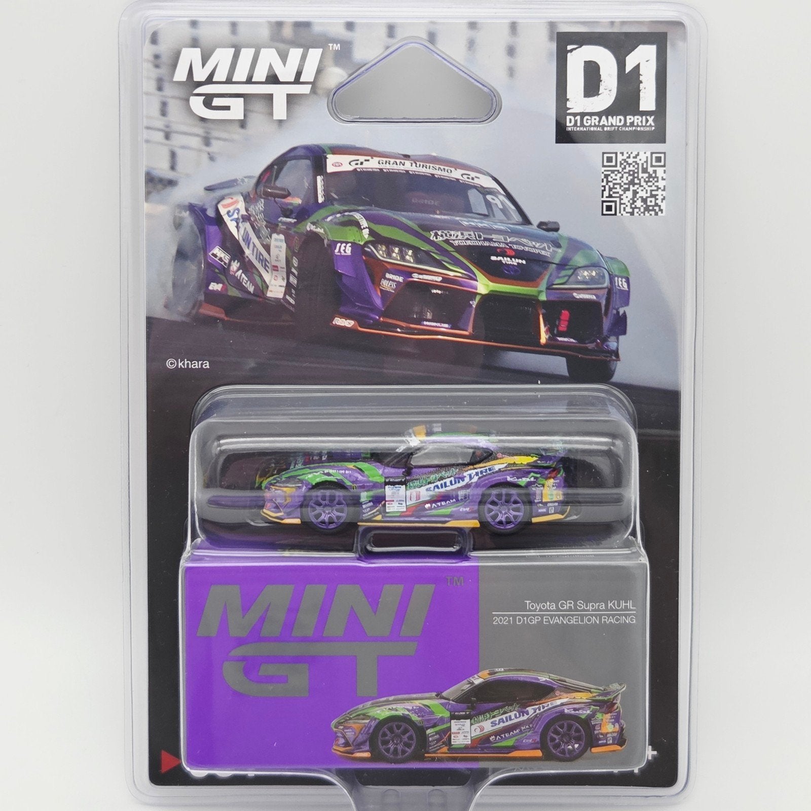 Mini Gt – 2021 Toyota GR Supra Kuhl D1GP Evangelion Racing,, Mymodelcar@outlook.com, Auto, Ophalen of Verzenden, Mini gt