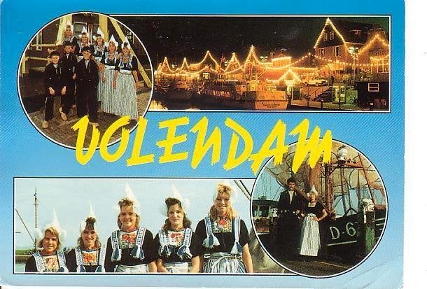Ansichtkaart	Volendam	klederdracht	4-luik, Verzenden, 1980 tot heden, Gelopen, Noord-Holland