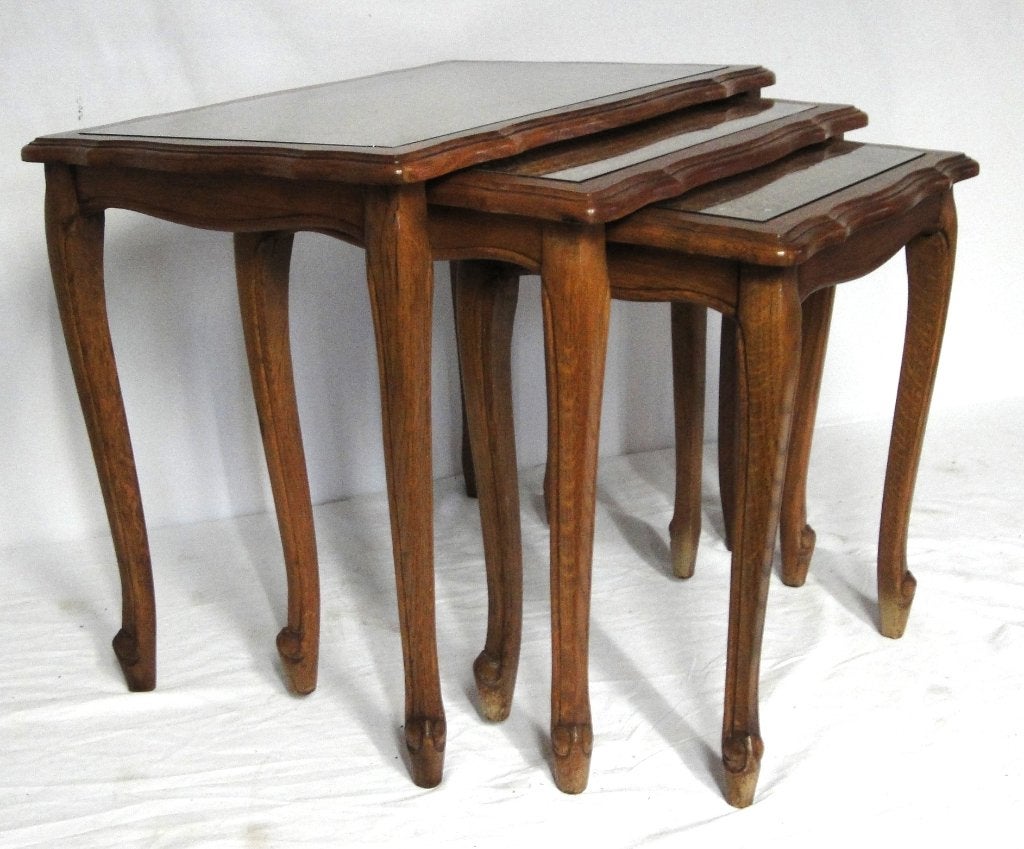 0204 Set eiken minitafels, Eikenhout, Ophalen of Verzenden, Zo goed als nieuw, 50 tot 100 cm