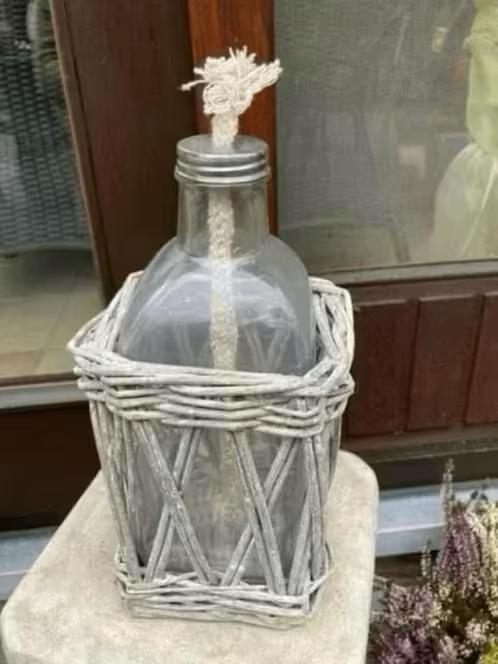 Fles als petroleumlamp, Ophalen of Verzenden, Zo goed als nieuw