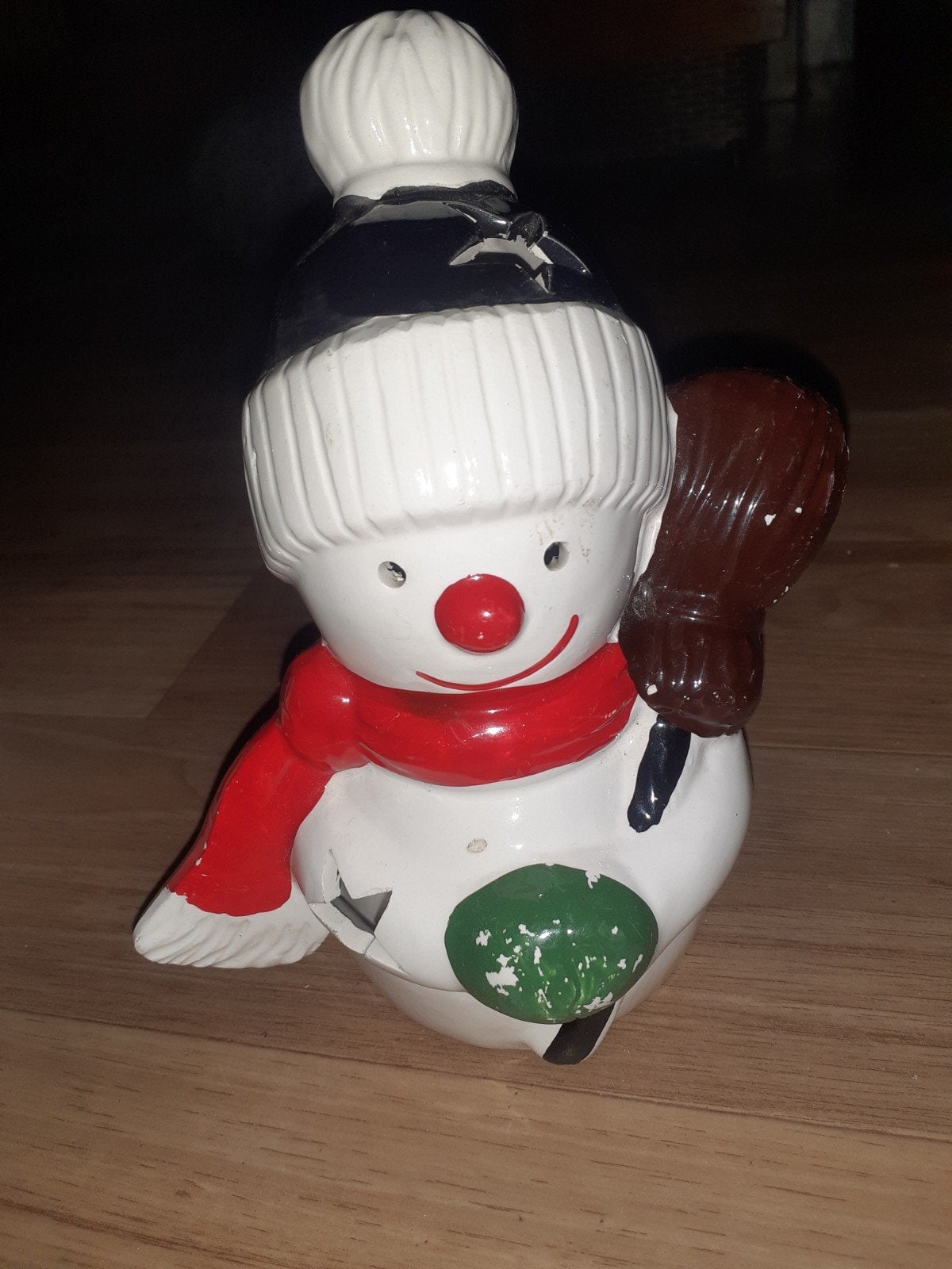 2 leuke waxinelichthouders sneeuwpop - Kerst decoratie, Gebruikt, Overige stijlen, Ophalen of Verzenden, Wit