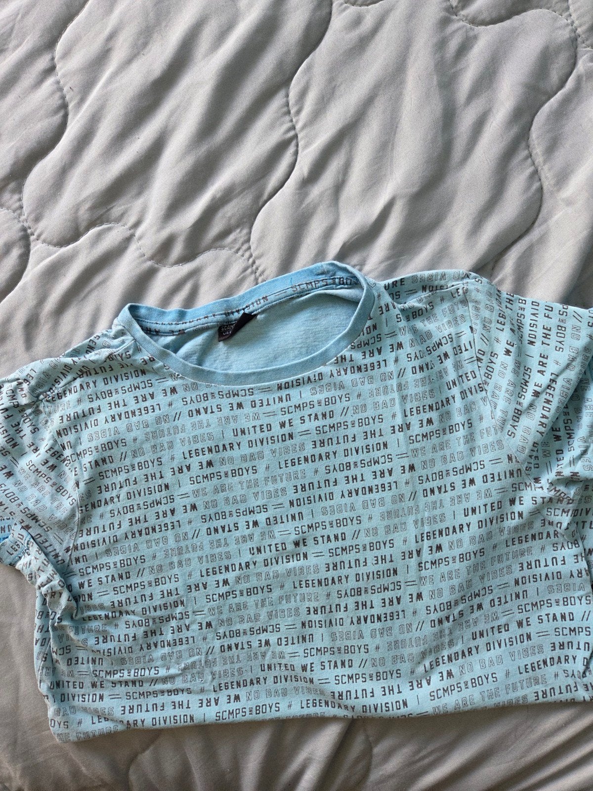 Lichtblauw T-shirt met tekstprint 12, Gebruikt, Shirt of Longsleeve, Jongen, Scamps & Boys