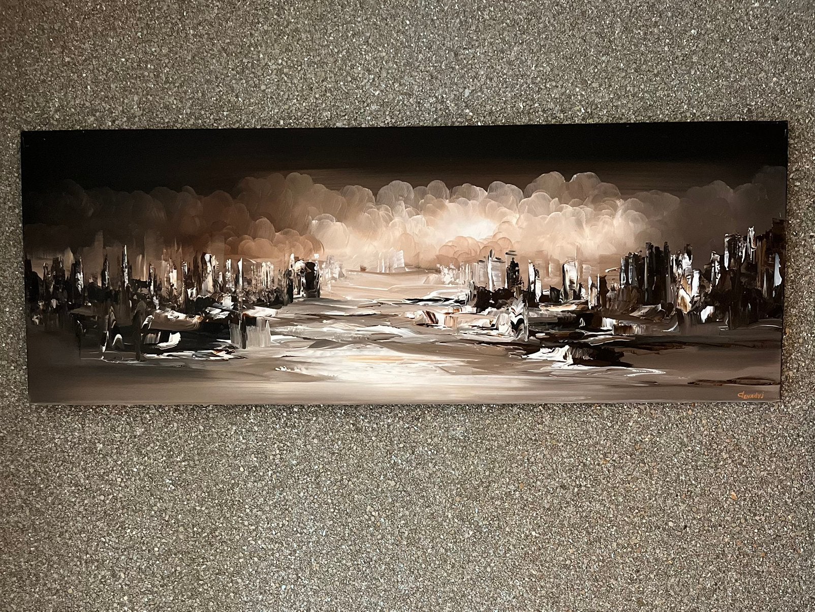€175,- Skyline Schilderij GenadyJ – Gesigneerd, Ophalen