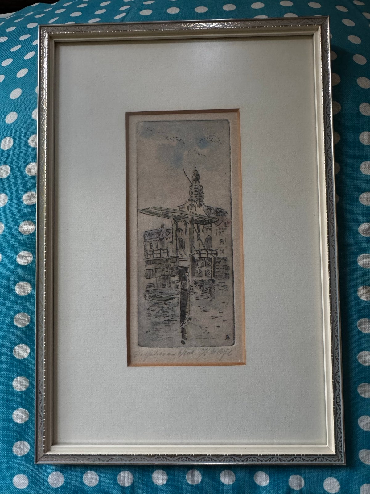 Delftshaven en Delfshaven, ets van H.P., Antiek en Kunst, Ets, Stadsgezicht, Ophalen of Verzenden, Gesigneerd