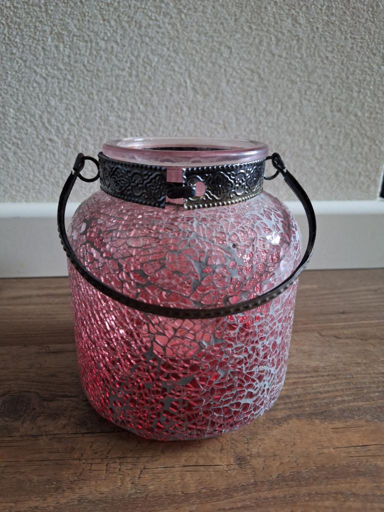 Mozaïek windlicht hoogte 16cm diameter 12cm, Meerkleurig, Overige stijlen, Ophalen of Verzenden, Zo goed als nieuw