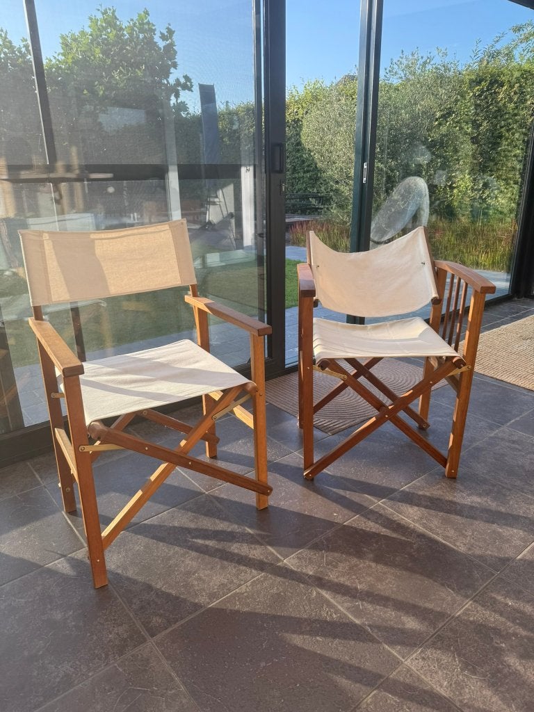 2 regisseurs stoelen opklapbaar, Gebruikt, Twee, Wit, Ophalen of Verzenden