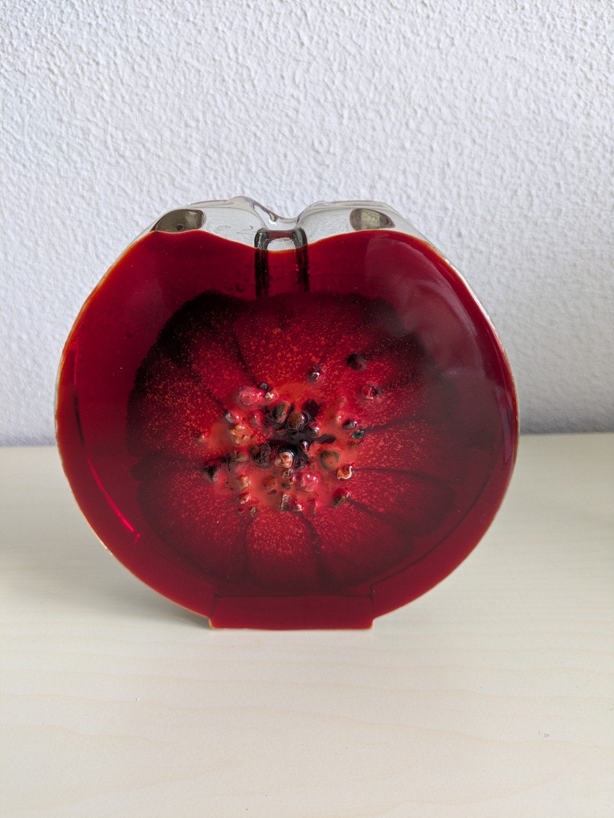 Vintage glazen vaas rood - uniek design, Antiek en Kunst, Ophalen of Verzenden