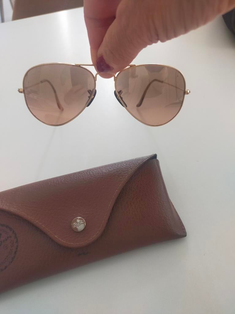 Ray-Ban zonnebril rose goudkleurig met bruine glazen, Ophalen of Verzenden, Zo goed als nieuw, Bruin, Ray-Ban