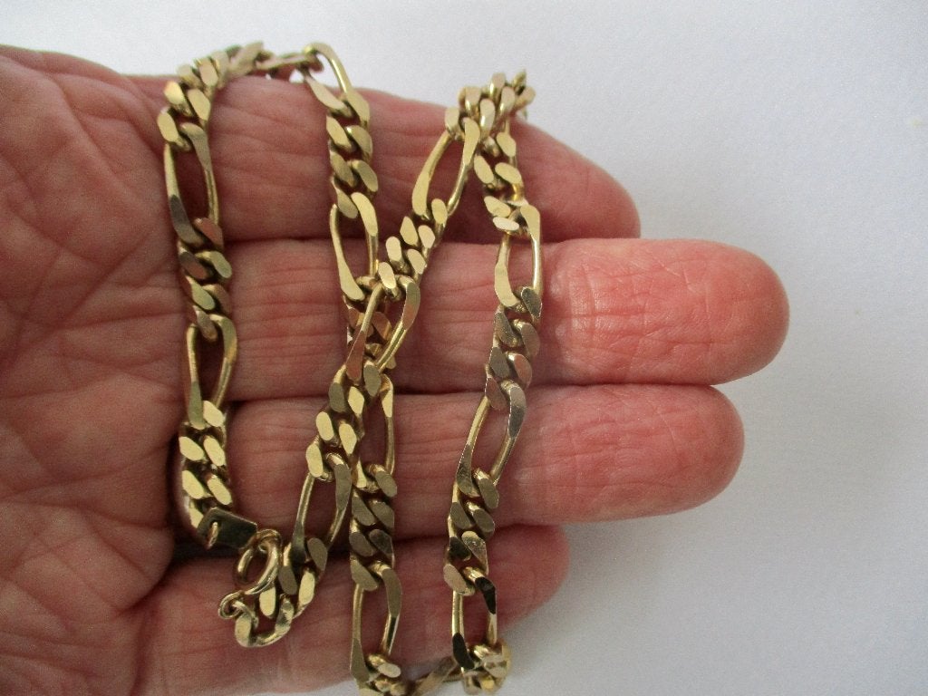 Goudkleur figaro schakel ketting van 40.5 cm., Verzenden, Zo goed als nieuw, Goud, Overige materialen