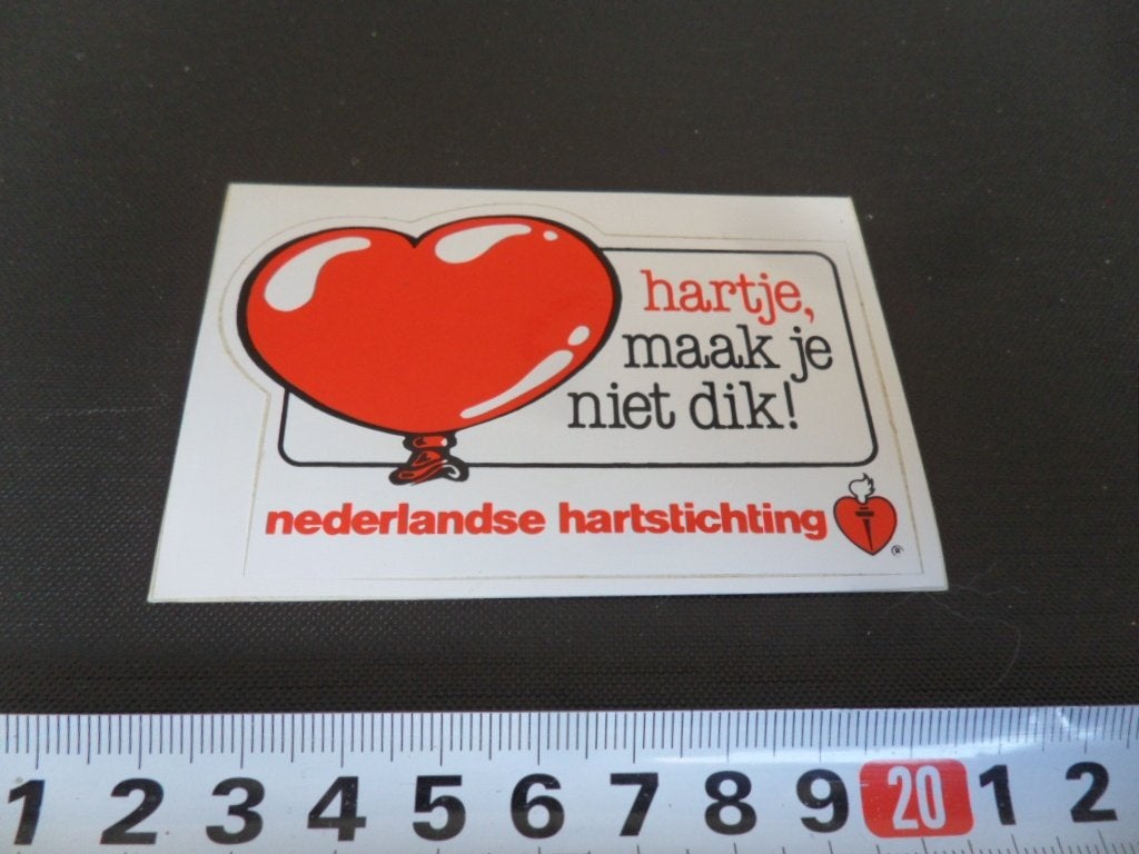 sticker Nederlandse Hartstichting Hartje, maak je niet dik !, Verzamelen, Ophalen, Zo goed als nieuw