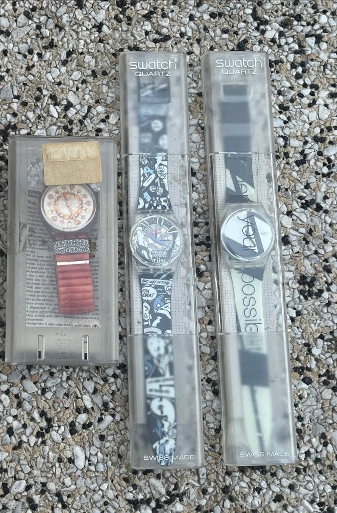 SWATCH horloges 4 stuks NOS Full-Set, Ophalen, Staal, Kunststof, Polshorloge