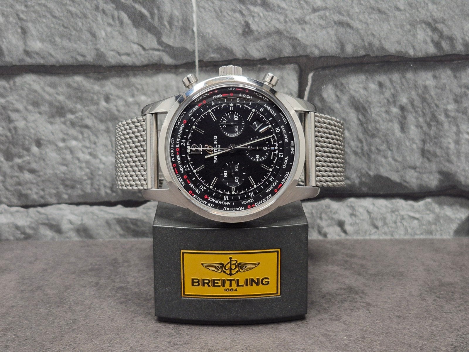 Breitling Transocean Chronograph Unitime Pilot 46mm Automaat, Sieraden, Tassen en Uiterlijk, Horloges | Heren, Staal, Zwitserland