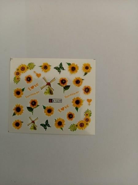 Velletje nagel water decals stickers A1639 zonnebloem geel, Verzenden, Geel, Nieuw, Handen en Nagels