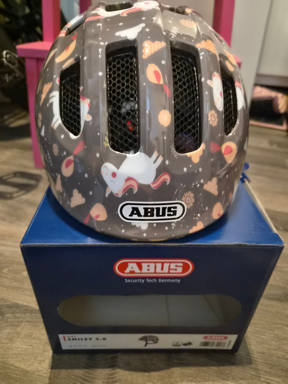 NIEUW ABUS Smiley 3.0 Kinder Fietshelm Grey Horse M 50-55cm, Ophalen of Verzenden, Nieuw, Jongen of Meisje, Abus fietshelm