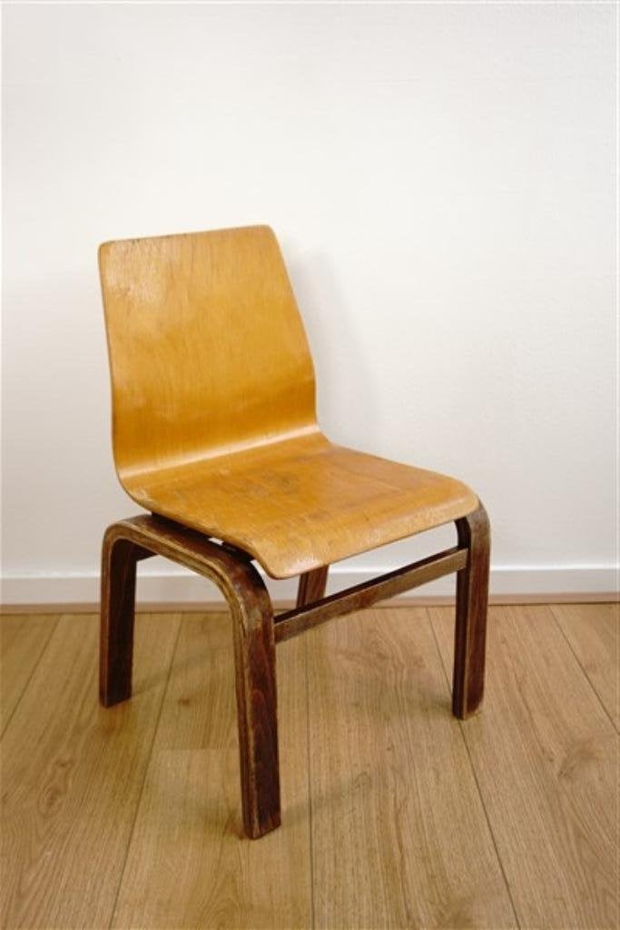 Vintage kinderstoel plywood, Gebruikt, -, -, Ophalen of Verzenden