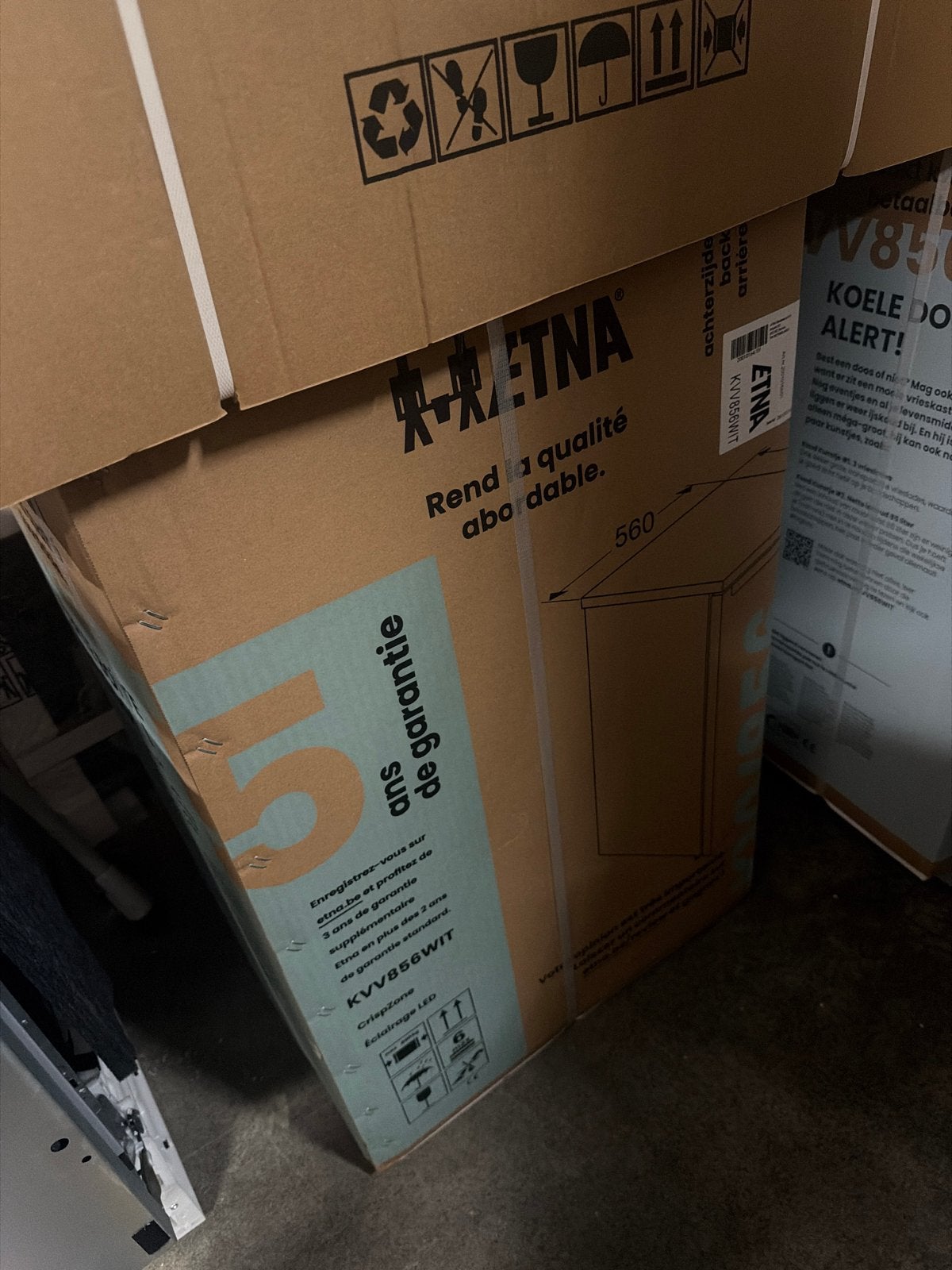 Etna KVV856WIT Koelkast - Nieuw in doos, 75 tot 100 liter, Nieuw, Energieklasse A of zuiniger, 45 tot 60 cm