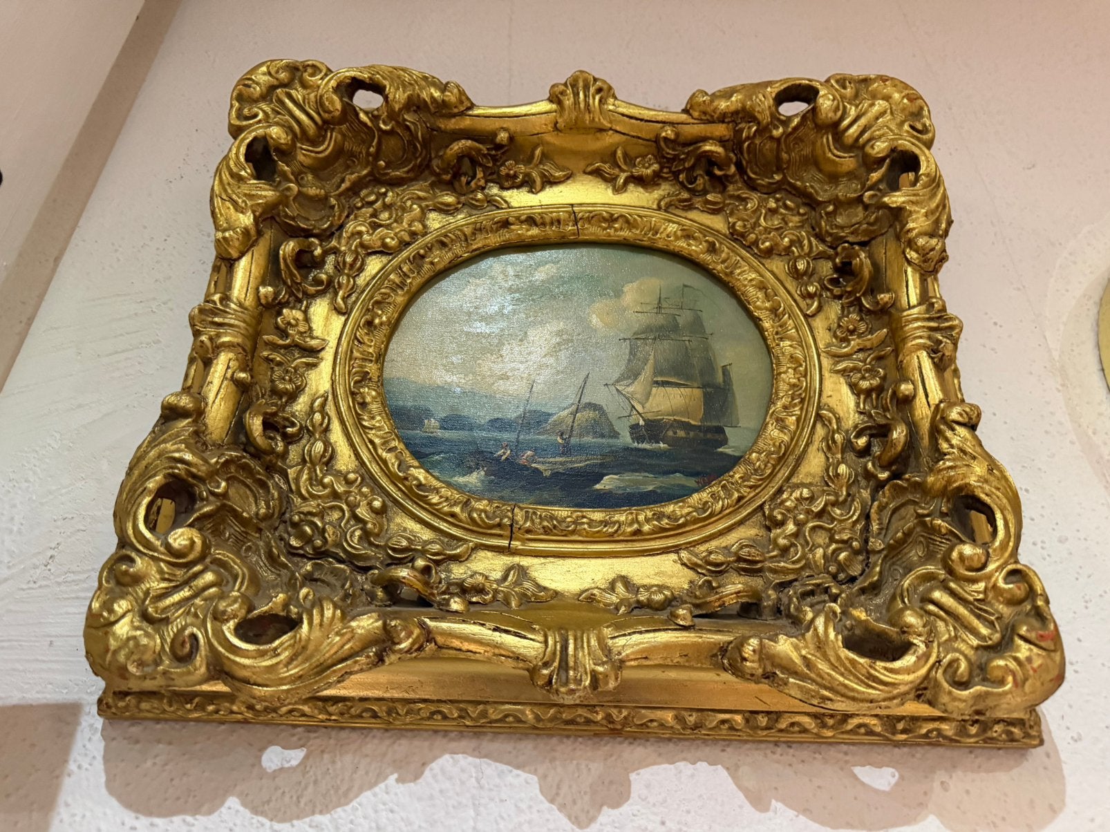 Prachtige 20e eeuw schilderij met vergulde lijst, Antiek en Kunst, Ophalen of Verzenden