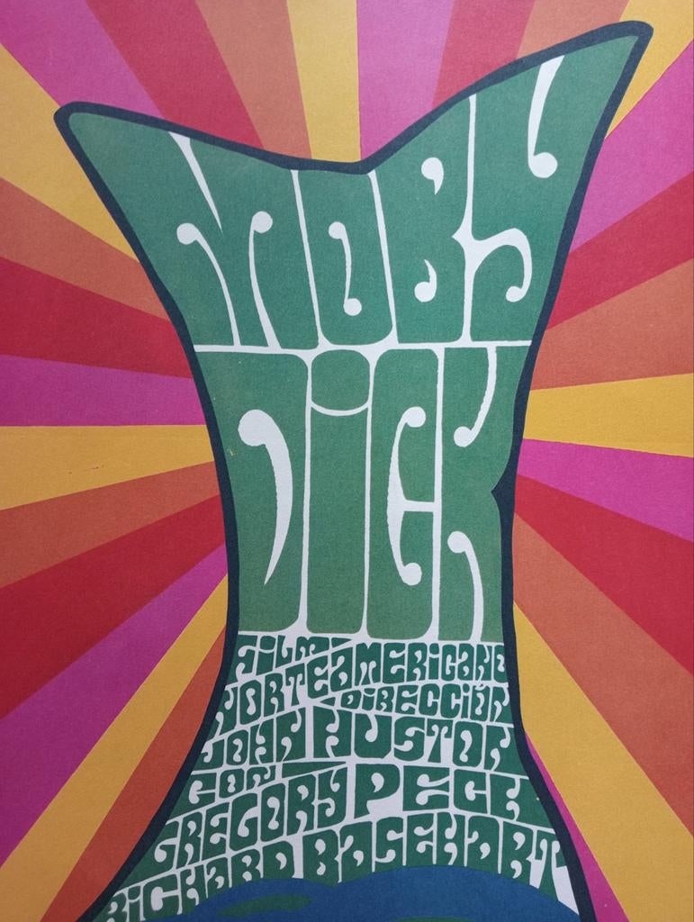 Moby Dick film affiche Cuba 1970, Ophalen of Verzenden, Gebruikt, A1 t/m A3, Film en Tv