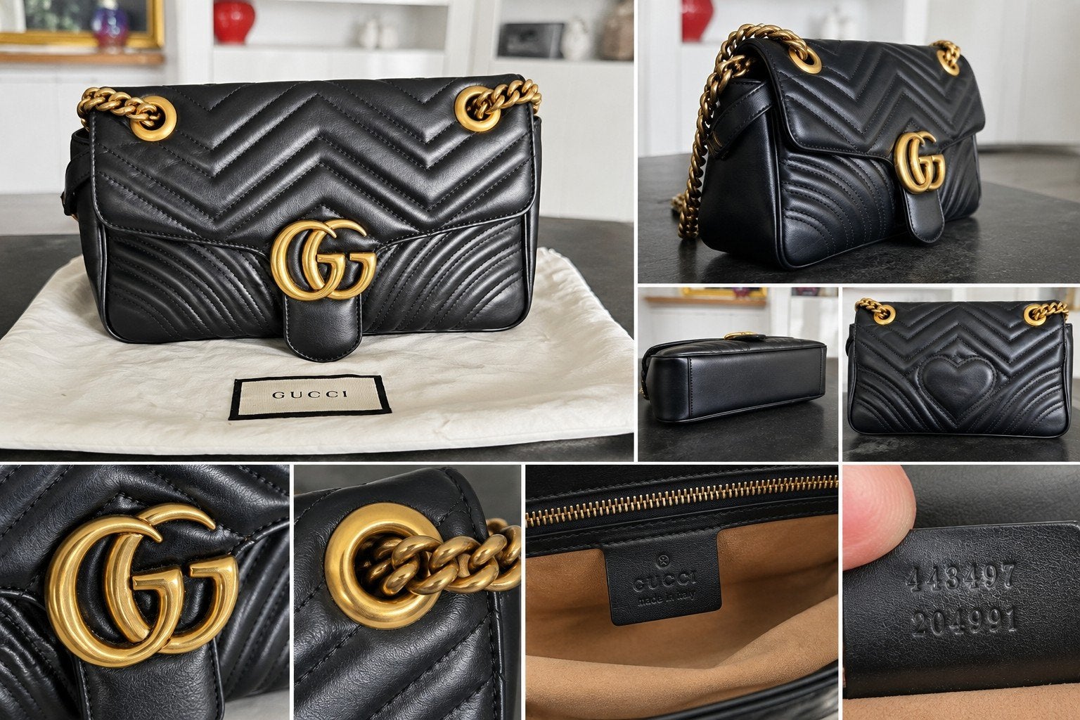 Gucci GG Marmont Small - Zwart Leer - Authentiek, Ophalen of Verzenden, Nieuw, Zwart, Avondtasje