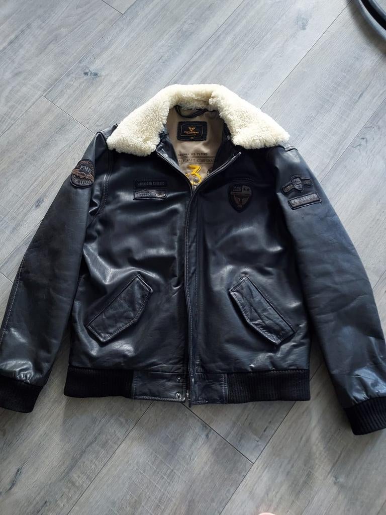 PME Legend Leren Piloten Jack - Zwart - Maat XL, Kleding | Heren, Jassen | Winter, Zo goed als nieuw, Maat 56/58 (XL), Zwart, Ophalen of Verzenden