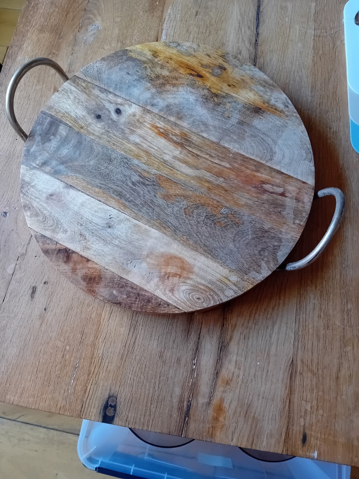 Ronde houten serveerplank met handvatten - Ø 40cm, Ophalen, Rond, Hout