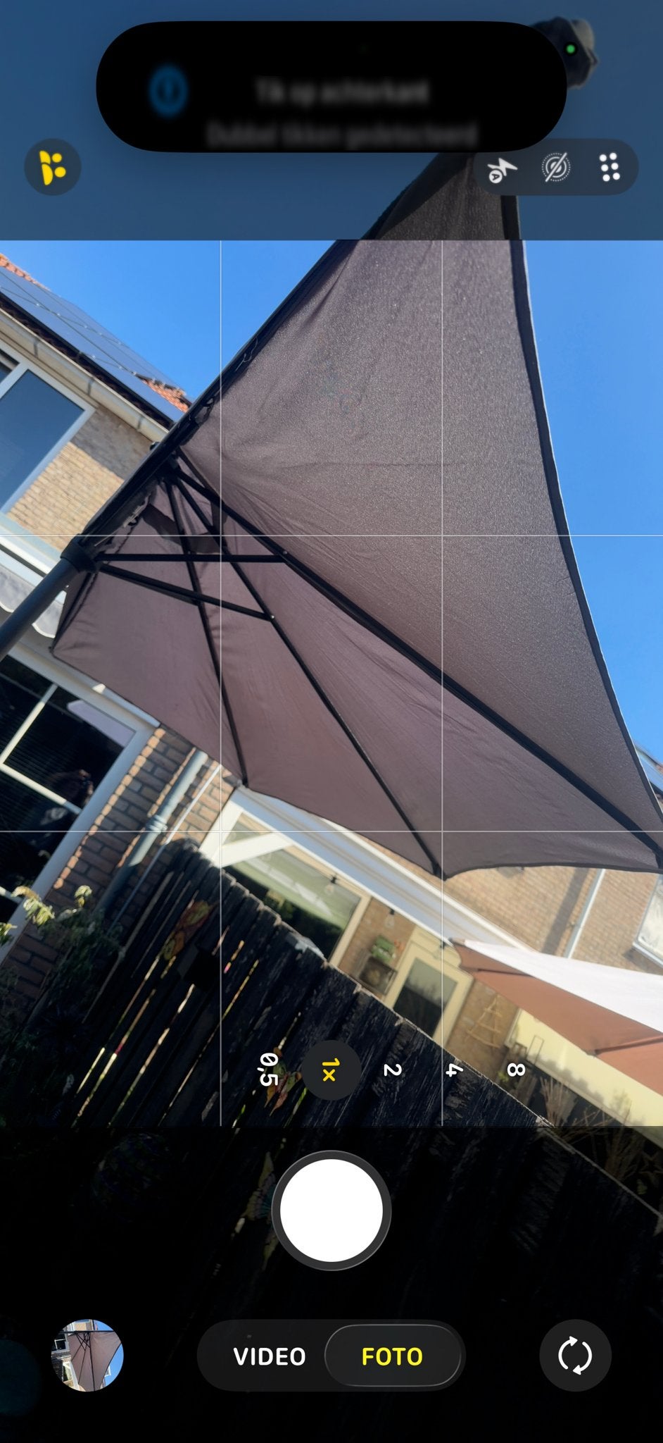 Parasol met granieten voet - Grijs, Ophalen, Gebruikt, 2 tot 3 meter, Stokparasol