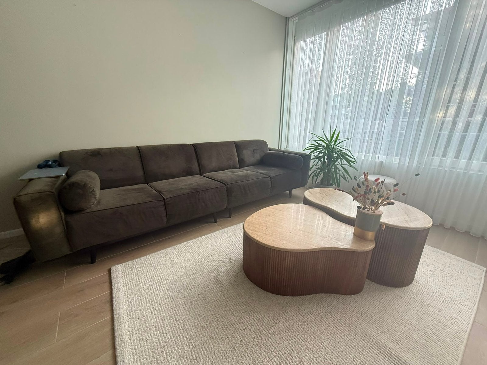 Eleonora Kira Salontafel set - 3 stuks met travertin blad, Zo goed als nieuw, Overige vormen, 5 – 50, Overige houtsoorten